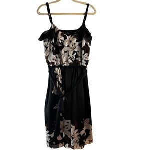 White House Black Market Black Floral Spaghetti Strap Dress Size 8